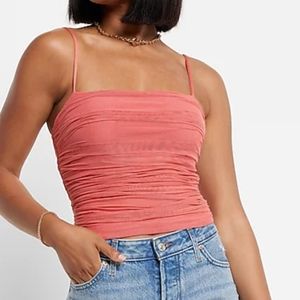 COPY - Express Body Contour Mesh Cropped Cami With Removable Cups